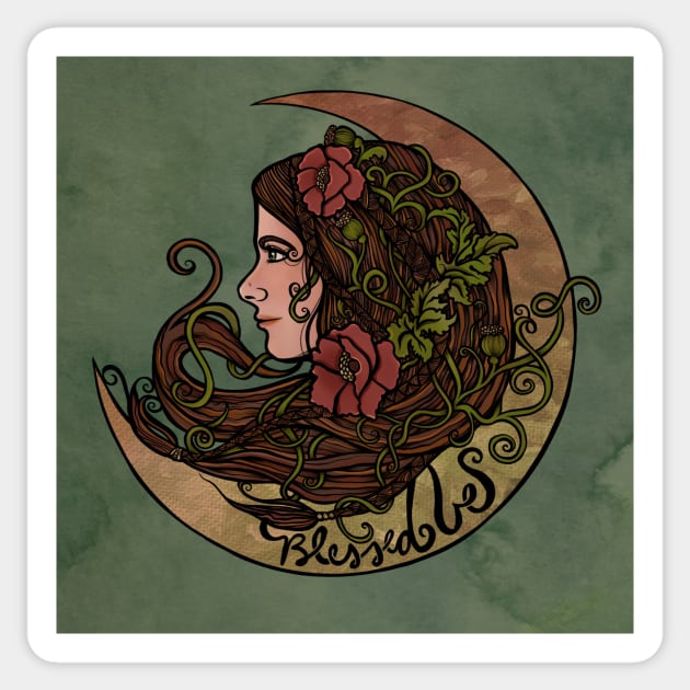 Blessed Be Moon Goddess Sticker by bubbsnugg